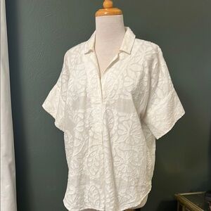 Anthropologie White Embroidered Top